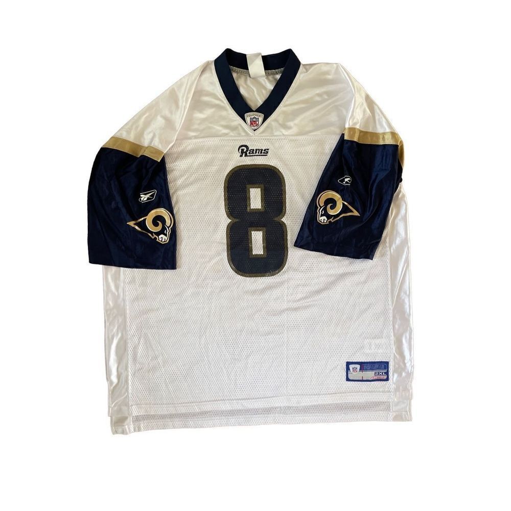 Reebok NFL Mens White Blue St Louis Rams Sam Bradford Jersey Football Size 2XL